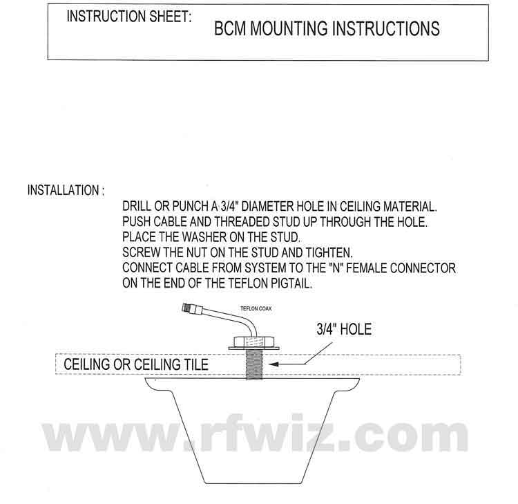 Complete and detailed instructions for the installation of Comtelco's Series of BCM2458 Ceiling Panel Base Antennas Page 1