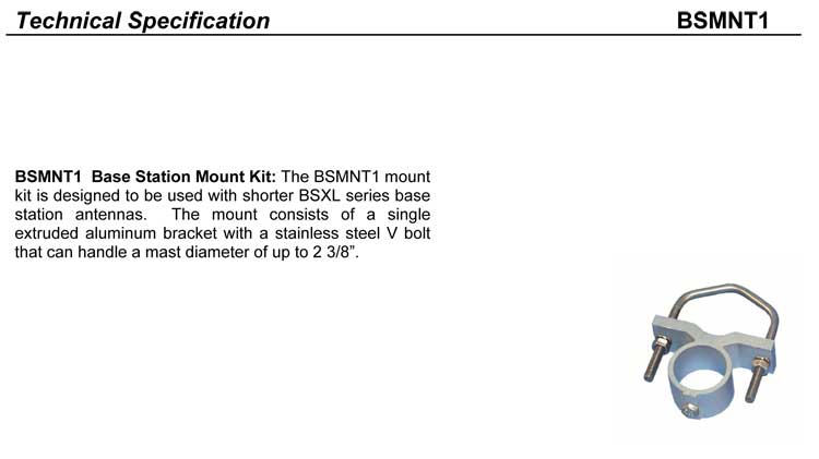 Complete and detailed specification of the BSMNT1 Base Antenna Mount